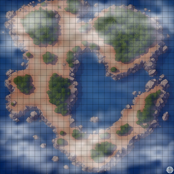 Desert Island Jungle Cove map night time with mist