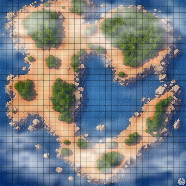 Desert Island Jungle Cove map with mist and rain