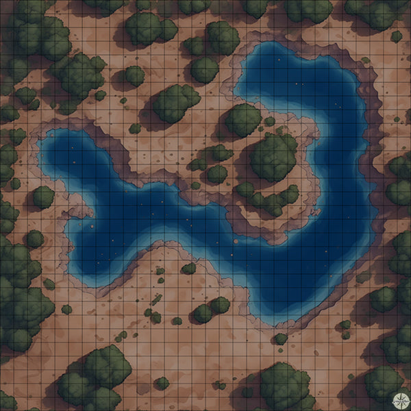 Forest Oxbow Lake map night time