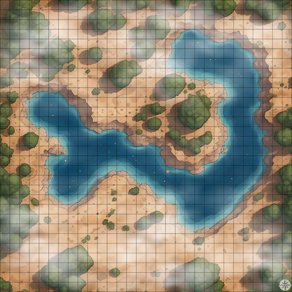 Forest Oxbow Lake map with mist
