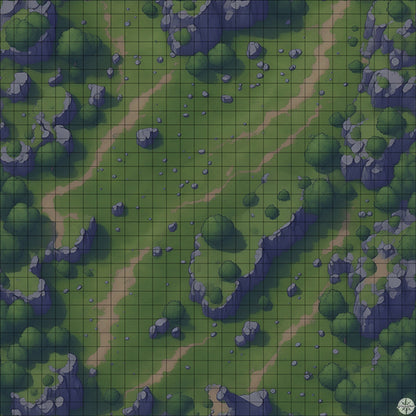 Grassy Cliffside Clearing map night time