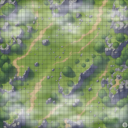 Grassy Cliffside Clearing map with mist