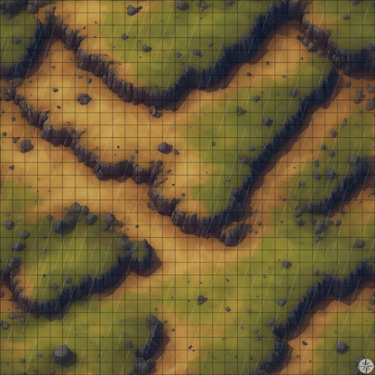 muddy rocky hillside battle map with Rain