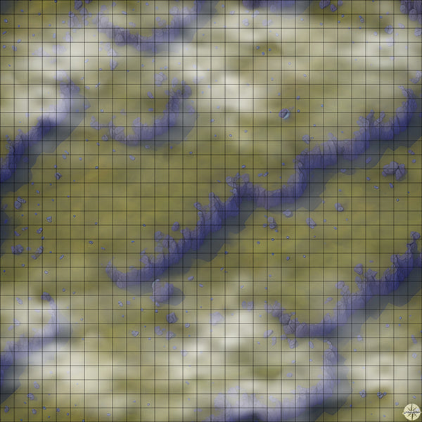 rocky hillside battle map Night time with Mist