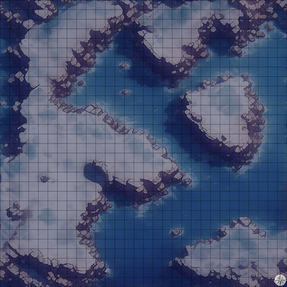 icy island cove battle map at Night time