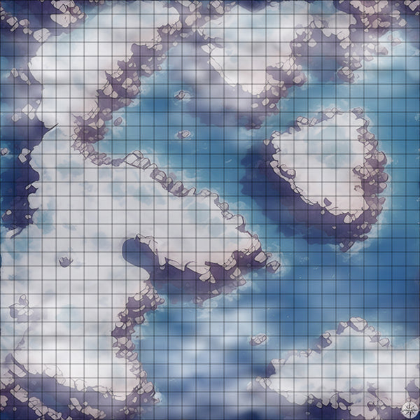 icy island cove battle map with Mist
