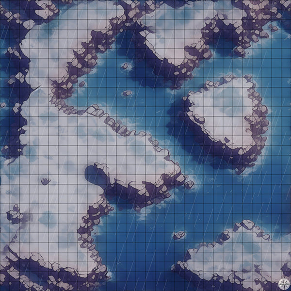 icy island cove battle map with Rain