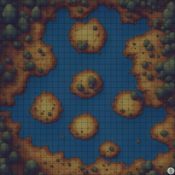 6 Island Forest Lake Map Night Time