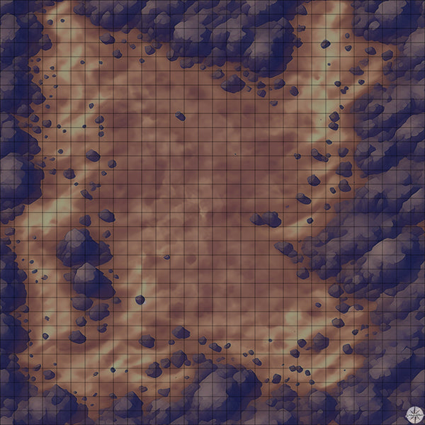 scorched desert clearing battle map at Night time