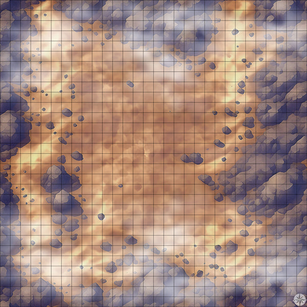 scorched desert clearing battle map with Mist