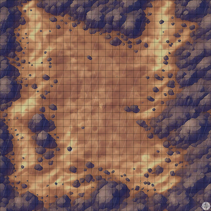 scorched desert clearing battle map with Rain