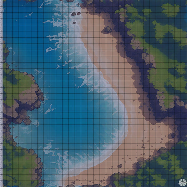 Grassy Clifftop Bay map night time