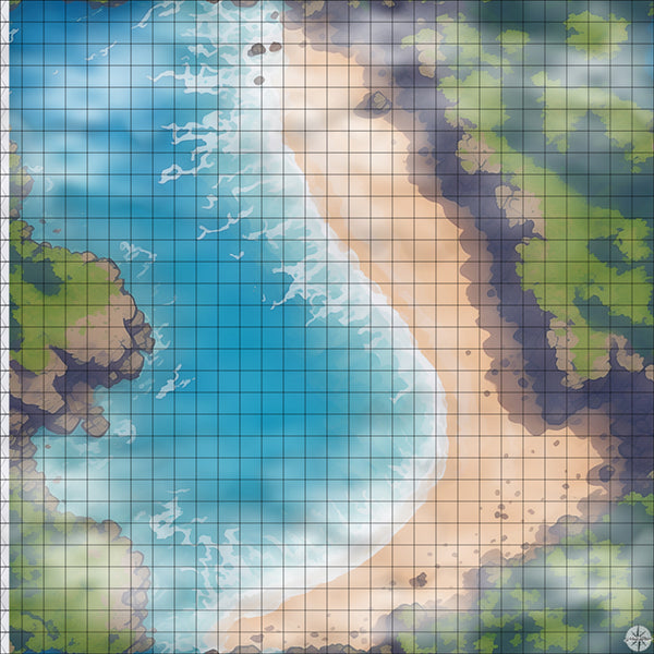 Grassy Clifftop Bay map with mist