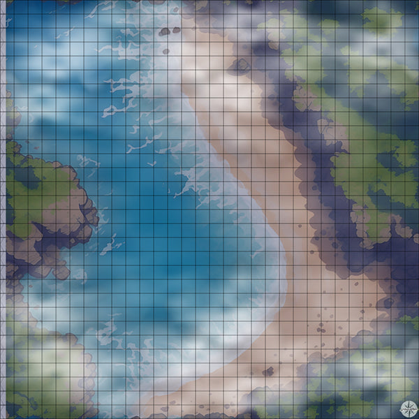 Grassy Clifftop Bay map night time with mist
