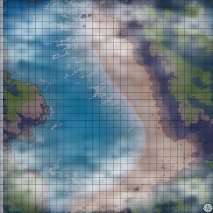 Grassy Clifftop Bay map night time with mist