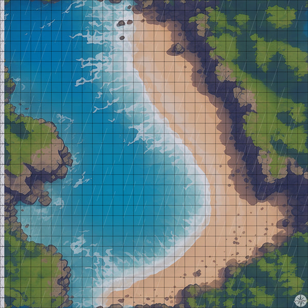 Grassy Clifftop Bay map with rain