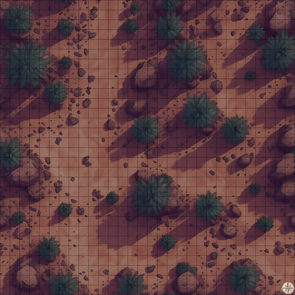 Desert Path with Palm Trees map night time