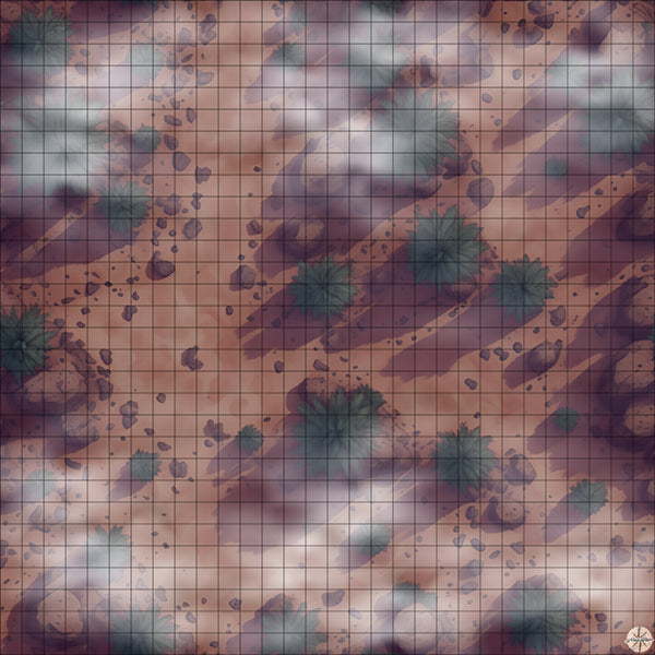 Desert Path with Palm Trees map night time with mist