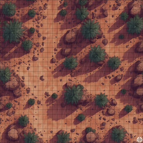 Desert Path with Palm Trees map with rain