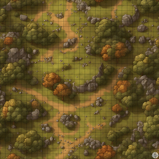 rocky autumn hills with trees battle map