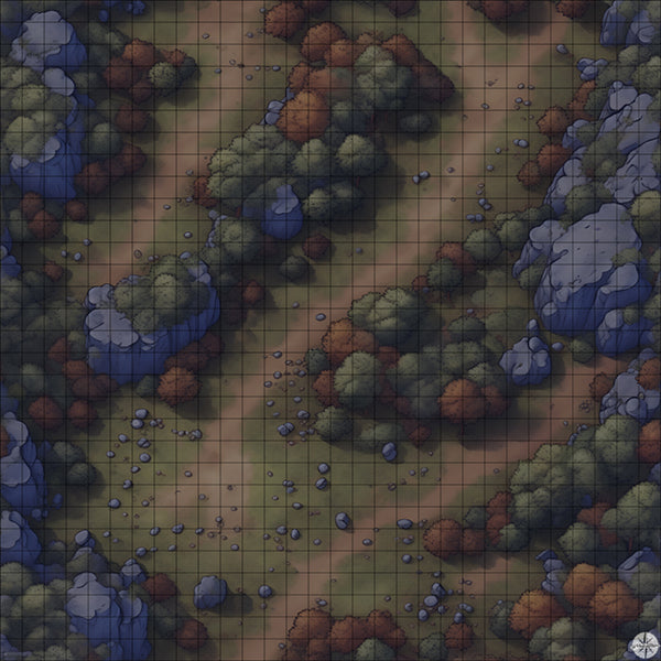 Autumn Forest Hillside with Cliffs night time