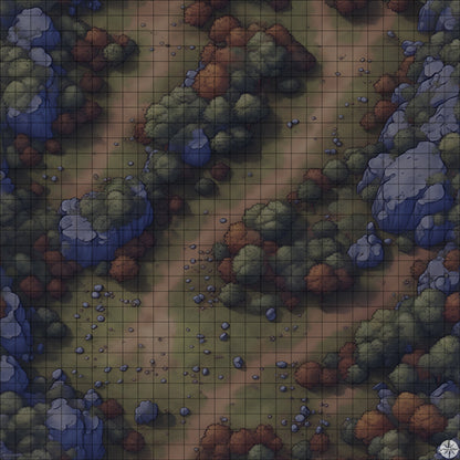 Autumn Forest Hillside with Cliffs night time