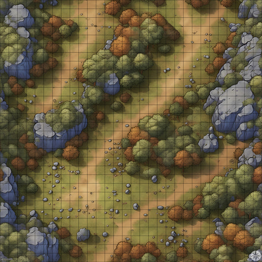 Autumn Forest Hillside with Cliffs battle map