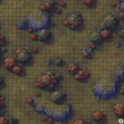 rocky autumn hillside battle map at Night time