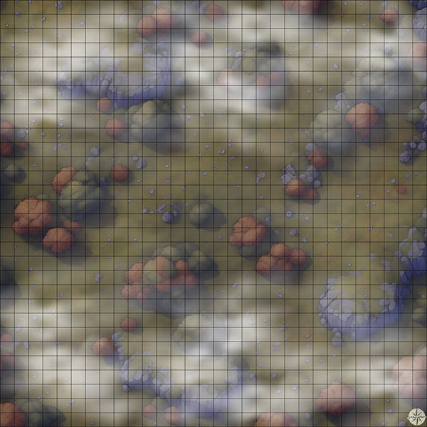 rocky autumn hillside battle map Night time with Mist