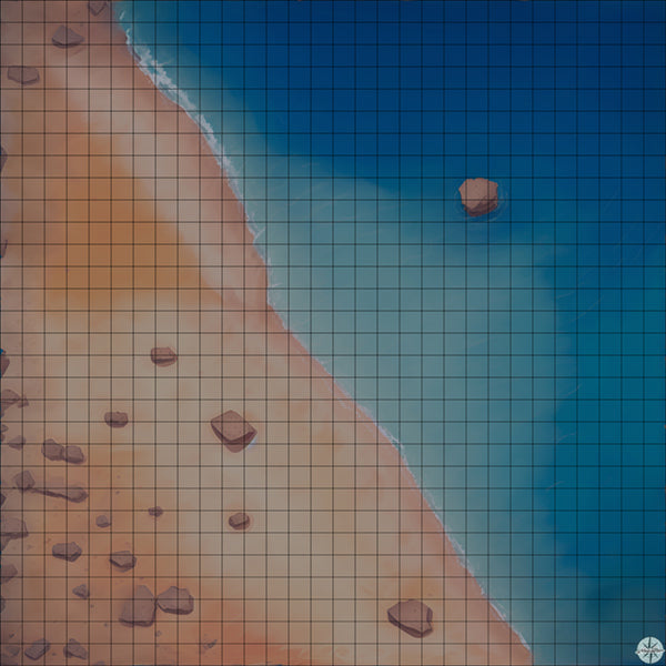 rocky beach battle map at Night time