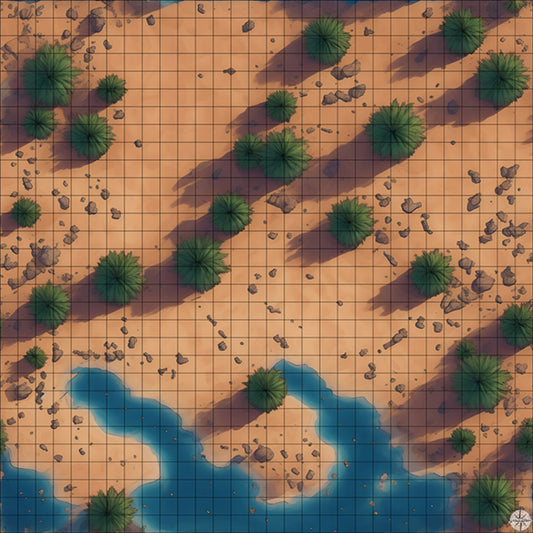 rocky beach with palm trees battle map