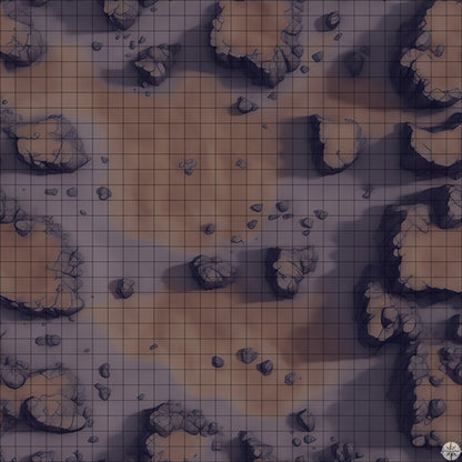 rocky desert clearing with plateaus battle map at Night time