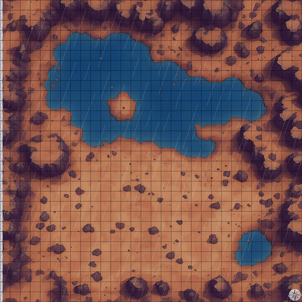 Desert Clearing with Lake map with rain
