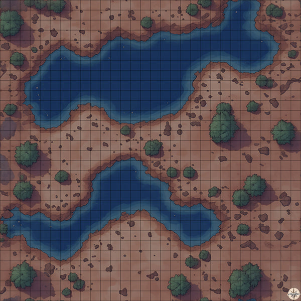 desert pools with palm trees battle map at Night time