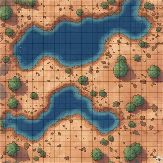 desert pools with palm trees battle map