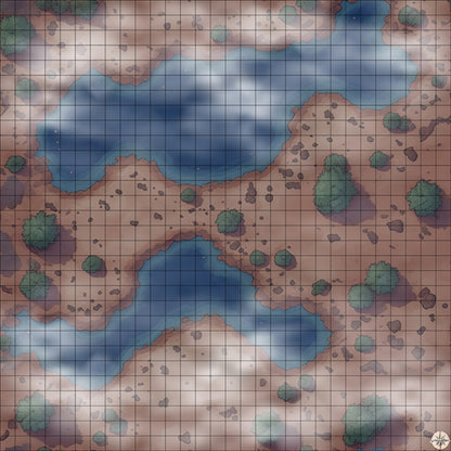 desert pools with palm trees battle map Night time with Mist