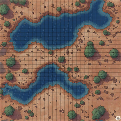 desert pools with palm trees battle map with Rain