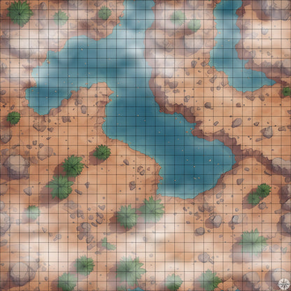 Desert Oasis with Palm Trees map with mist