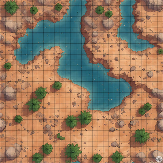 Desert Oasis with Palm Trees battle map