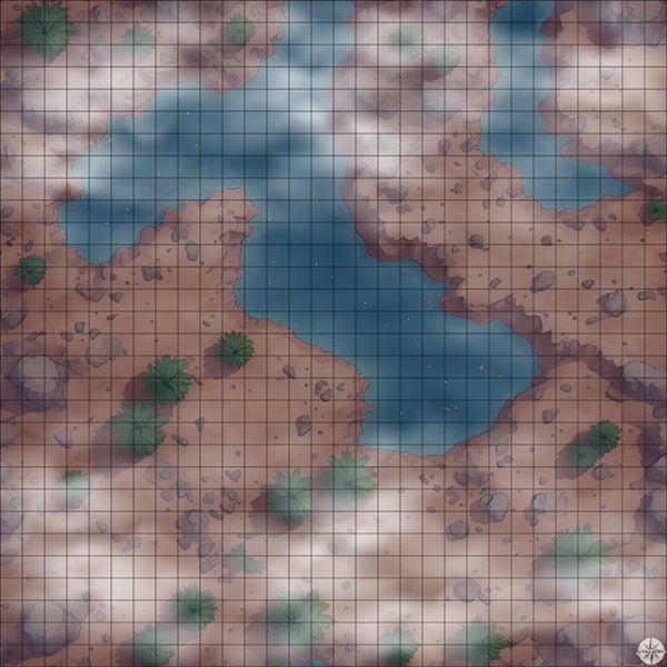 Desert Oasis with Palm Trees map night time with mist