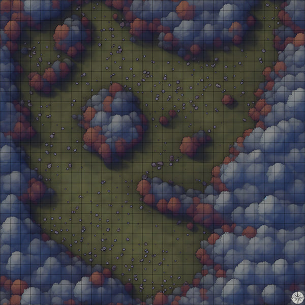 late autumn forest clearing battle map at Night time