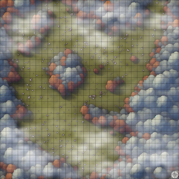 late autumn forest clearing battle map with Mist