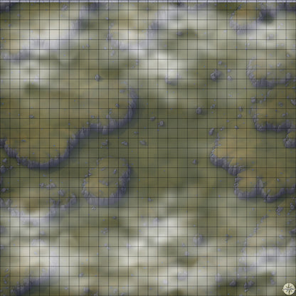Grassy Hillside map night time with mist