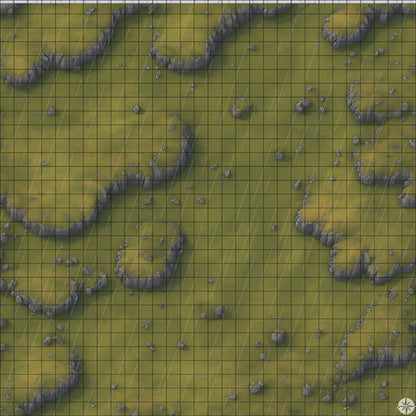 Grassy Hillside map with rain