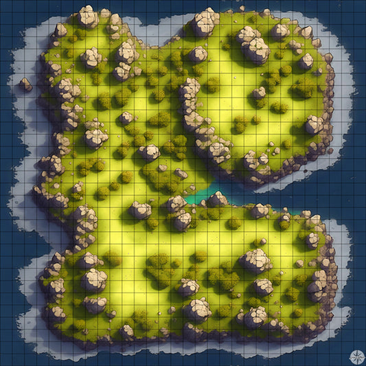 rocky forest island battle map