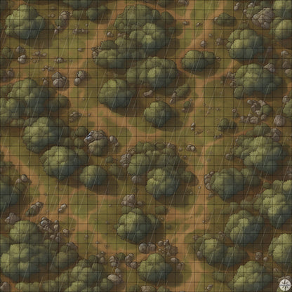 woodland hill battle map with Rain