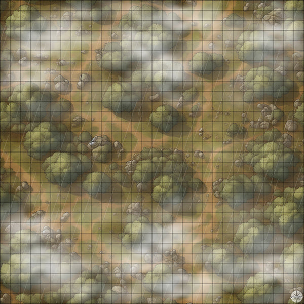woodland hill battle map with Mist and Rain