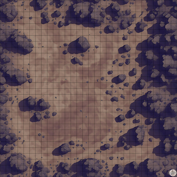 stony desert clearing battle map at Night time