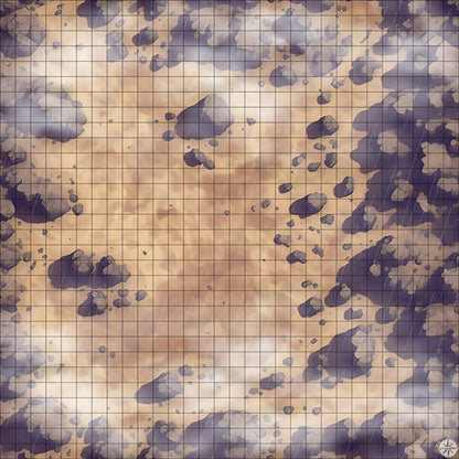 stony desert clearing battle map with Mist and Rain