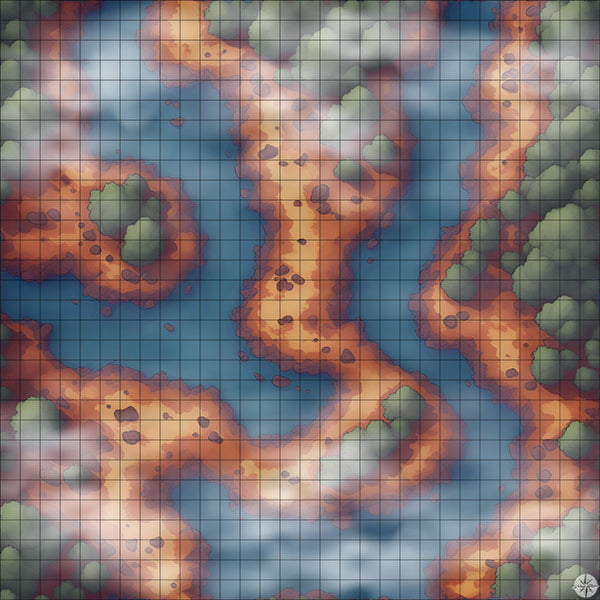 twin river path battle map with Mist